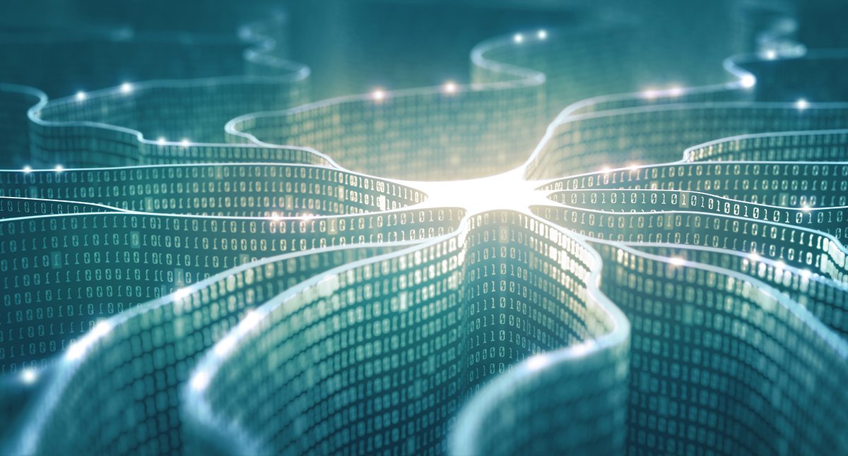 Illustrasjonsbilde: Et fargebilde av databånd som krysser hverandre.