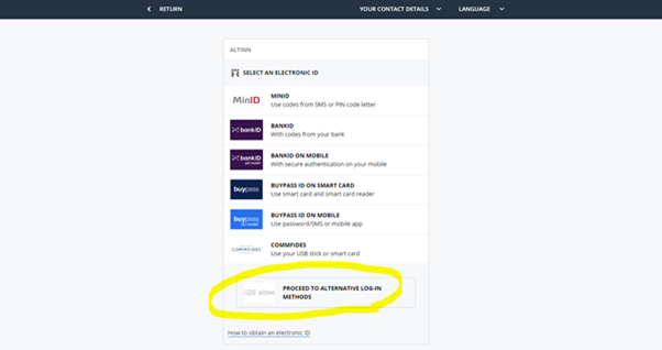 Select "Proceed to alternative log-in methods" Photo: Select "Proceed to alternative log-in methods"