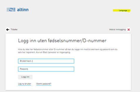 Picture showing where you can change language to English.
