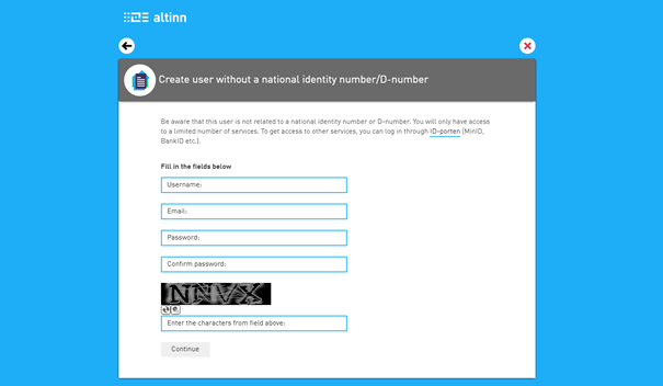 Username created in Altinn.no for approval and LEI Photo: Username created in Altinn.no for approval and LEI (Legal Entity Identifier)